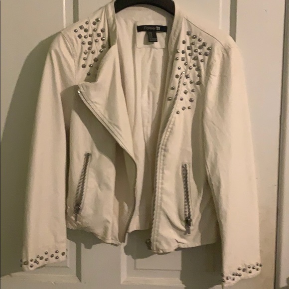 Forever21 White Leather Jacket - Picture 1 of 3
